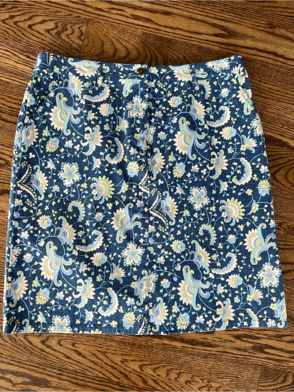 Charter Club Blue Paisley Floral A-Line Skirt